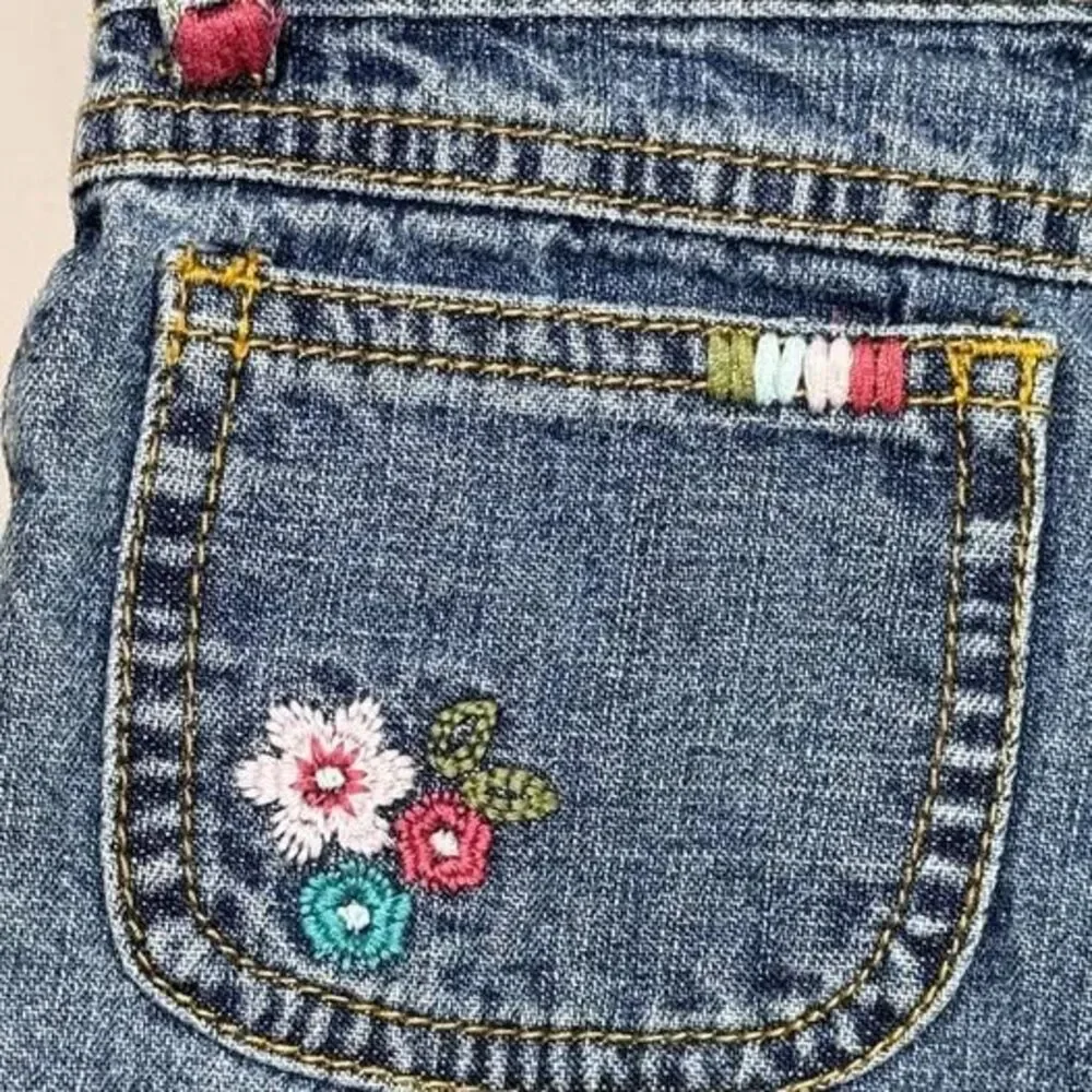 Vintage Carter’s 2T Toddler Girls Jeans Floral Bird Embroidery Y2K Denim